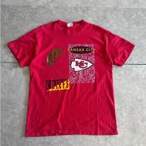 90s Vintage Kansas City Chiefs Abstract Red T Shirt Size L